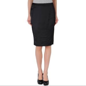 Just Cavalli Black Satin Knee-length Side Lace Skirt Sz 4 US